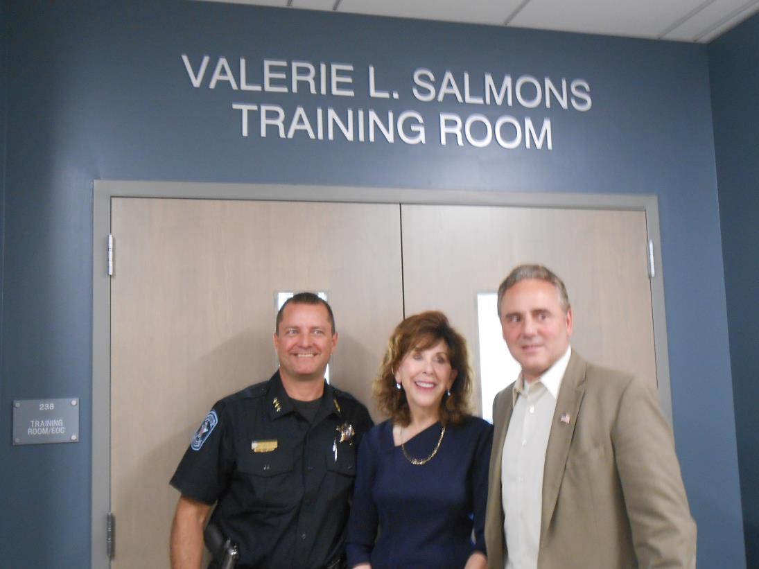 Chief Patrick Ullrich, Valerie Salmons, Mayor Kevin Wallace