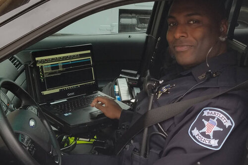 police officer in car