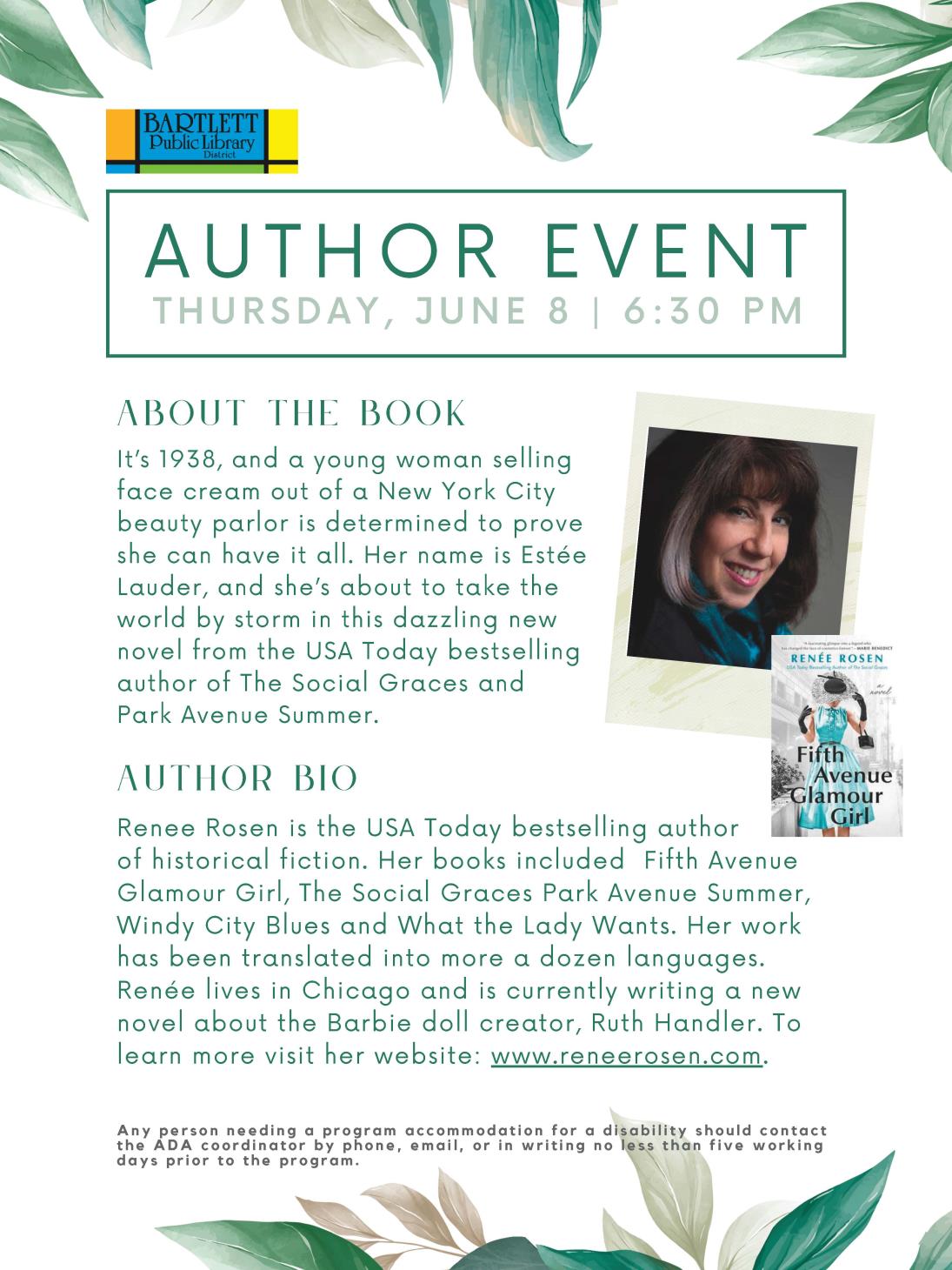 Author Event Renee Rosen Poster 20230608